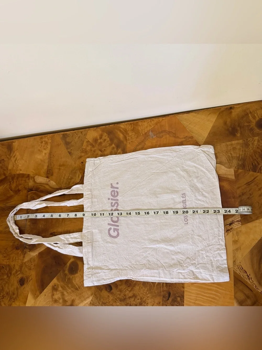 Glossier Los Angeles LA Canvas Tote Bag Purple Print 15